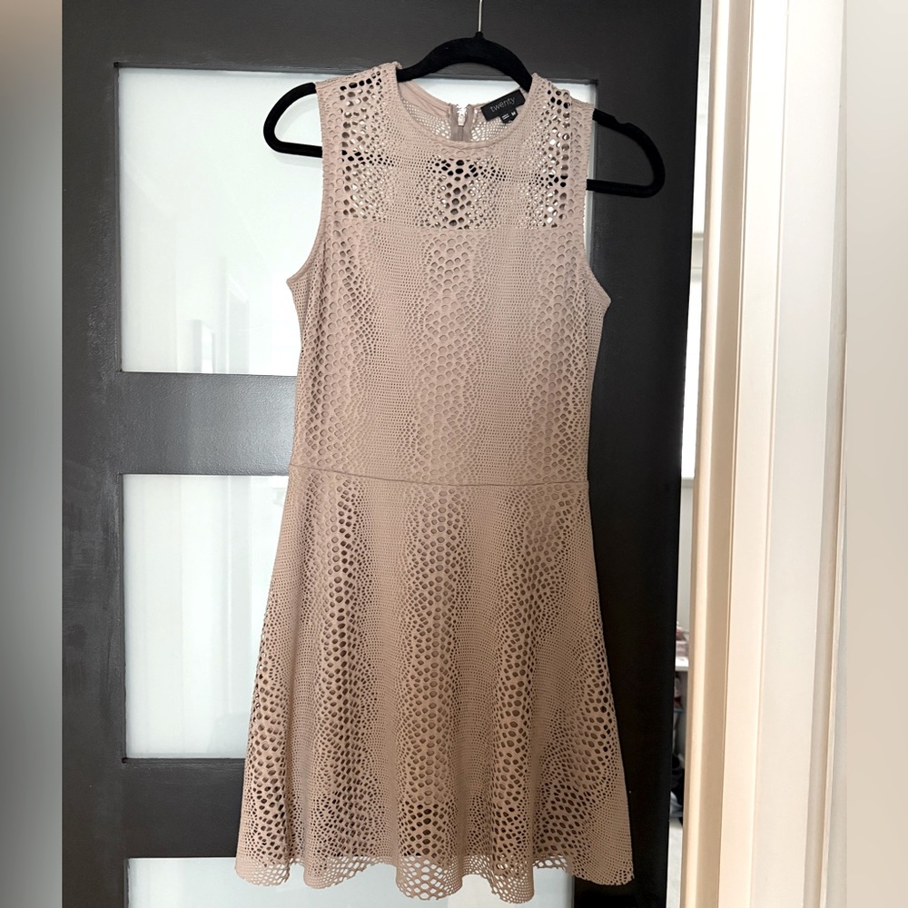 Twenty Lace Sleeveless Dress in Beige